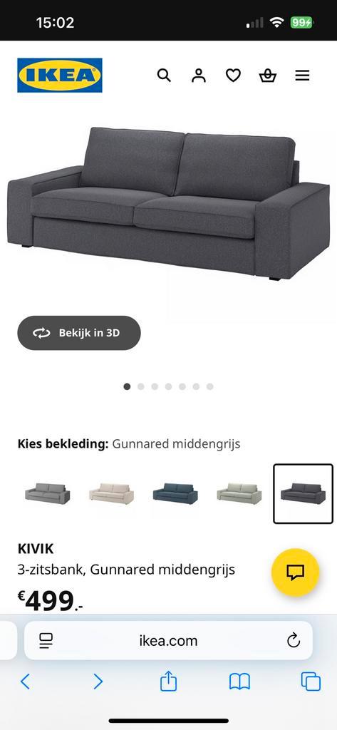 Gebruikte kivik bank donkergrijs, Huis en Inrichting, Banken | Complete zithoeken, Gebruikt, Ophalen