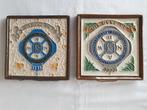 2 Porceleyne Fles cloisonné tegels. 50 jaar lid A.N.W.B., Antiek en Kunst, Antiek | Wandborden en Tegels, Ophalen of Verzenden
