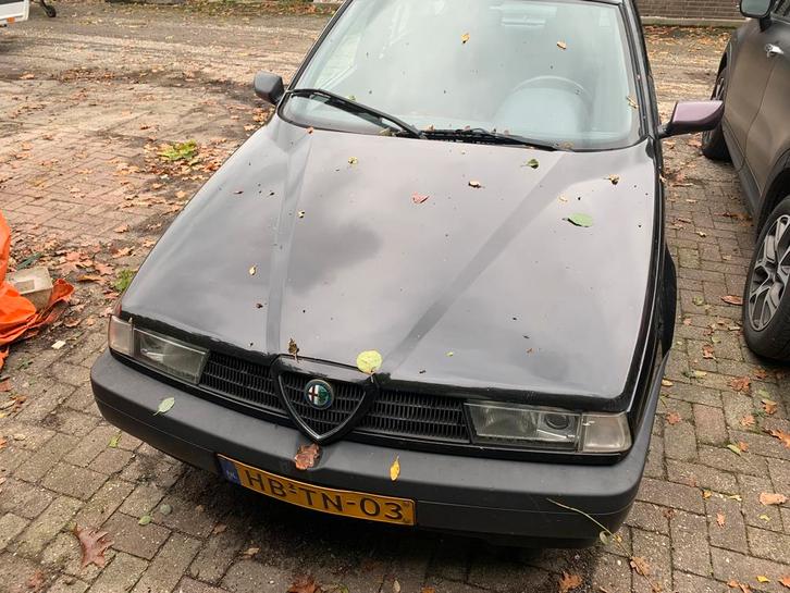 Alfa Romeo 155 1.7 Twin Spark E2 1993 Zwart, Auto's, Alfa Romeo, Particulier, Benzine, Sedan, Handgeschakeld, Origineel Nederlands