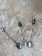 Vintage verzilverde lepeltjes met edelstenen, Ophalen of Verzenden, Zo goed als nieuw, Metaal, Bestek