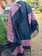 Mooie omslagdoek met franjes s m l xl kerst wol viscose etc, Geen merk, Ophalen of Verzenden, Zo goed als nieuw, Zwart