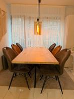 Eetkamerstoelen 6 stuks bruin en donkergroen, Huis en Inrichting, Ophalen, Zo goed als nieuw, Bruin