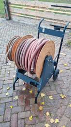 Slangenhaspel met 75m dikke & 50m dunne slang, Ophalen, Gebruikt, Tuinslanghaspel