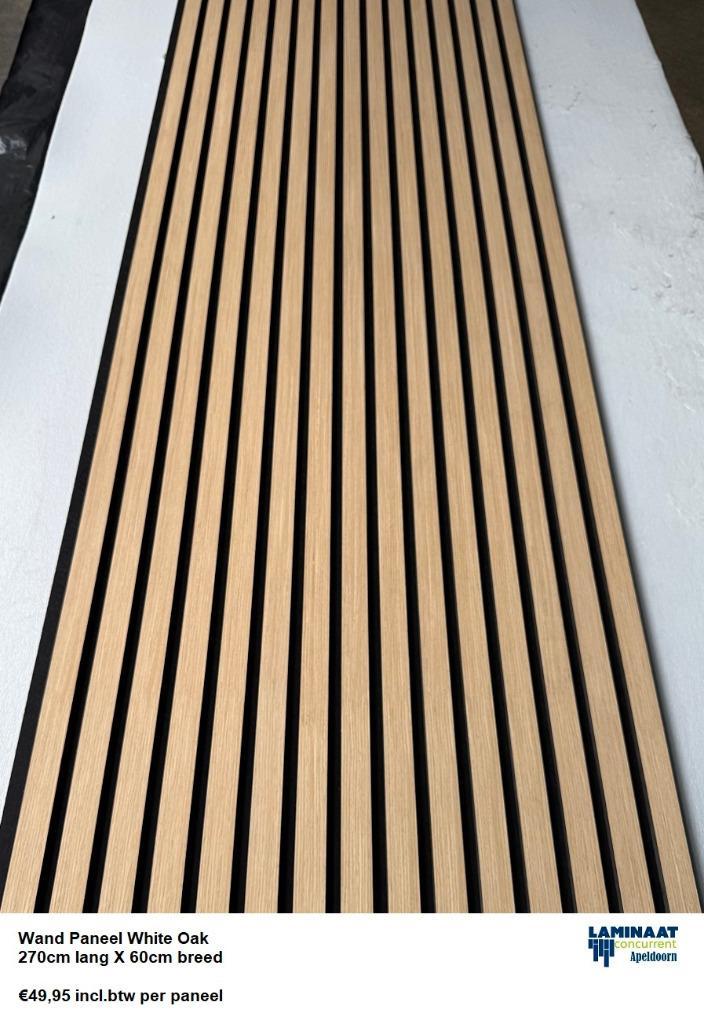 Akoestische Wandpanelen White Oak 270cm x 60cm x 18mm, Huis en Inrichting, Woonaccessoires | Wanddecoraties, Nieuw, Ophalen of Verzenden