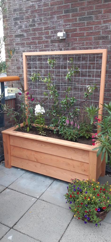 Grote douglas plantenbak met klimrek - 150x60x175, Tuin en Terras, Bloembakken en Plantenbakken, Nieuw, Hout, Tuin, Vierkant, Ophalen