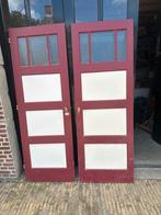 Oude Houten Binnendeuren met Glas ca 73x 210 cm, Doe-het-zelf en Verbouw, Deuren en Horren, Gebruikt, Minder dan 80 cm, Binnendeur