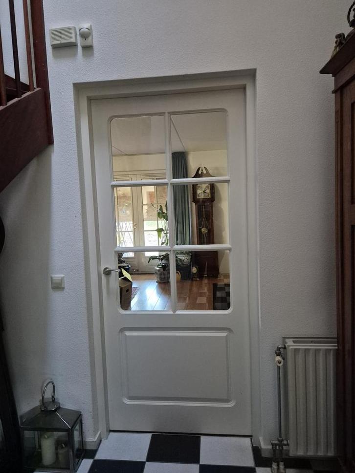 Binnendeur met paneel en 6 glazen ruitjes, Doe-het-zelf en Verbouw, Deuren en Horren, Zo goed als nieuw, Binnendeur, 215 cm of meer