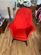 Rode stoffen fauteuil, Huis en Inrichting, Ophalen, 75 tot 100 cm, Zo goed als nieuw, Stof
