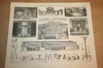 Antieke prent - Archeologische opgravingen Pompeii 1885 !!, Gebruikt, Ophalen of Verzenden, Voor 1940