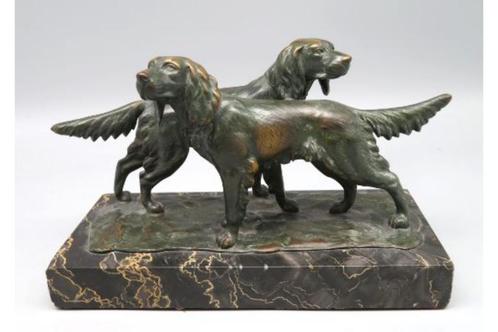 =gesigneerd ==fraai bronzen beeld==c a 1900==2 honden=, Antiek en Kunst, Antiek | Koper en Brons, Brons, Ophalen of Verzenden