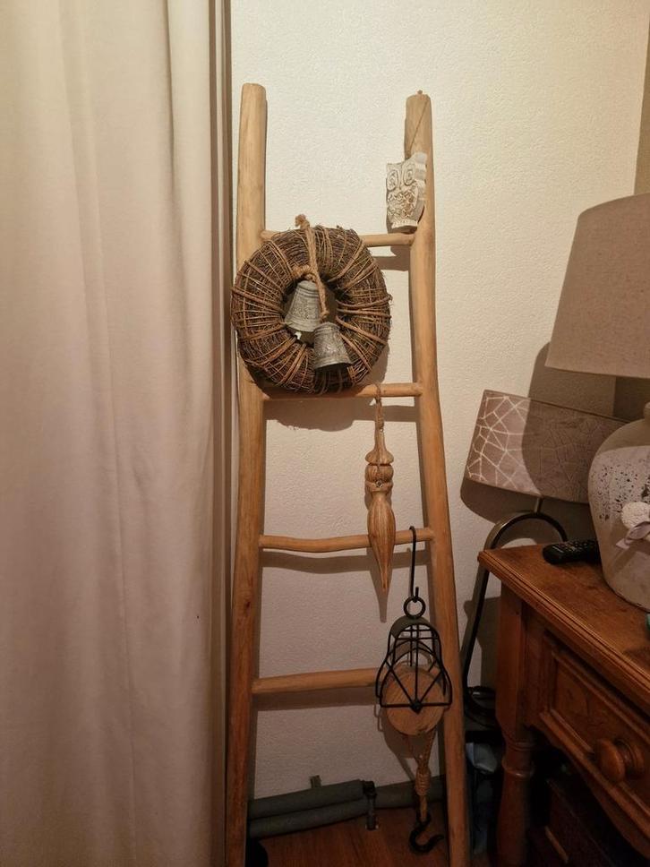 Decoratieve houten ladder met accessoires, Huis en Inrichting, Woonaccessoires | Overige, Gebruikt, Ophalen