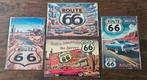 Set van 4 metalen bordjes 20x30 cm Route 66 USA decoratie, Ophalen of Verzenden, Nieuw, Reclamebord