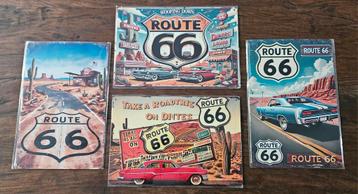 Set van 4 metalen bordjes 20x30 cm Route 66 USA decoratie beschikbaar voor biedingen