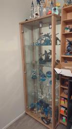 Houten Vitrinekast met Glazen Deuren, Huis en Inrichting, Kasten | Vitrinekasten, Ophalen, Met deur(en), 50 tot 100 cm, 150 tot 200 cm