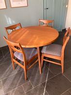 Ronde vintage eettafel uitschuifbaar, Huis en Inrichting, Ophalen, Zo goed als nieuw, Rond, 100 tot 150 cm