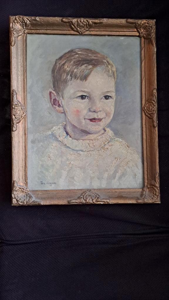 Kinderportret olieverf op doek Theo Wiegman, Antiek en Kunst, Kunst | Schilderijen | Klassiek, Ophalen of Verzenden