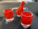 Fidrio Holland Vaasje & Waxinelichtjes - Oranje Glas Set, Antiek en Kunst, Antiek | Glas en Kristal, Ophalen
