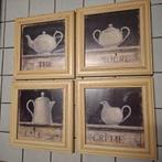 4 Luik schilderijtjes 23x23 cm  met houten lijst(jes), Huis en Inrichting, Minder dan 50 cm, Ophalen of Verzenden, Zo goed als nieuw