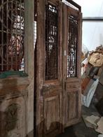 Antieke dubbele deur met ijzerwerk, Ophalen of Verzenden
