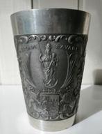 1 tinnen drinkbeker + 2 kleinere tinnen bekers uit Duitsland, Antiek en Kunst, Antiek | Tin, Ophalen of Verzenden