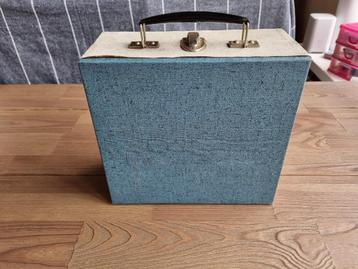 Mooie Vintage Hardcase Koffer voor Vinyl Singles Blauw Grijs beschikbaar voor biedingen