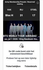 BTS ticket Brussel woensdag 1 juli 2026 Bloc H Rij 31, Tickets en Kaartjes, Eén persoon