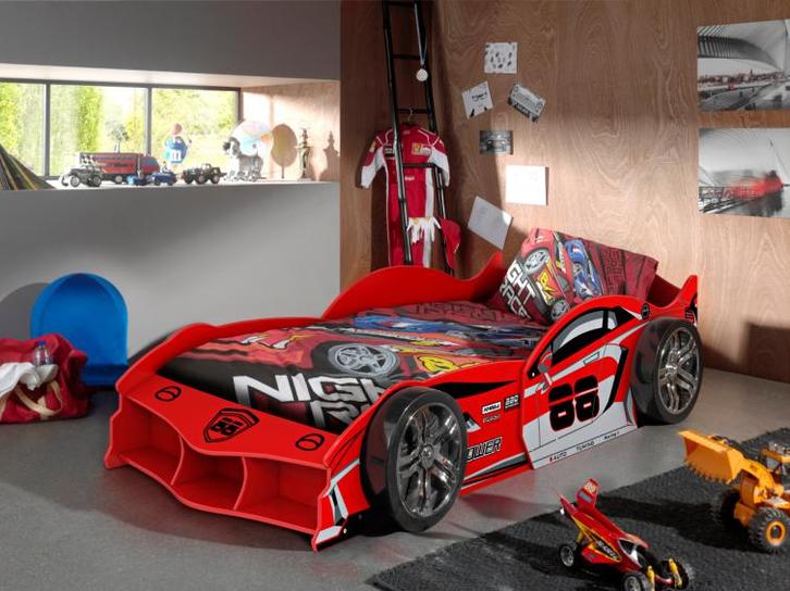 Autobed Max - 90x200 - Rood, Kinderen en Baby's, Kinderkamer | Bedden