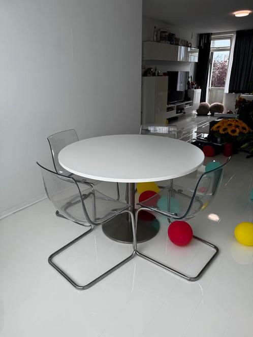 Ikea Tobias Stoelen + Ronde Eettafel (120cm), Huis en Inrichting, Tafels | Eettafels, Gebruikt, 100 tot 150 cm, Vier personen