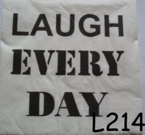 OPRUIMING servetten decoupage – Laugh every day L214, Hobby en Vrije tijd, Knutselen, Nieuw, Materiaal, Verzenden