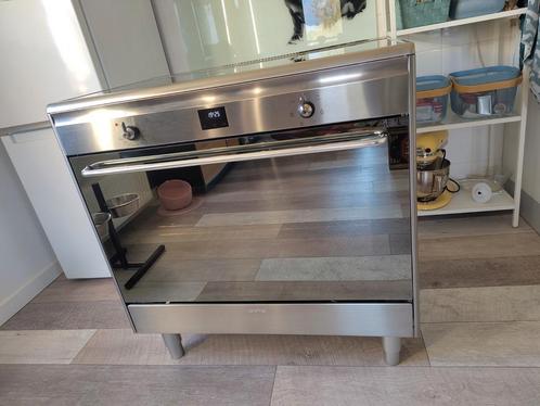 Smeg CG90IXT9 fornuis en oven, Witgoed en Apparatuur, Fornuizen, Gebruikt, Vrijstaand, Inductie, 4 kookzones, 85 tot 90 cm, 60 cm of meer