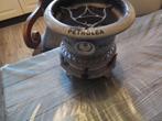 Mooi antiek grijsgewolkt emaille petroleumtoestel., Ophalen of Verzenden