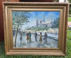 Olieverf schilderij op doek Notre dame vanaf de Seine, Ophalen of Verzenden