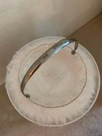 Antieke glazen fruitschaal met verzilverd hengsel, Ophalen of Verzenden