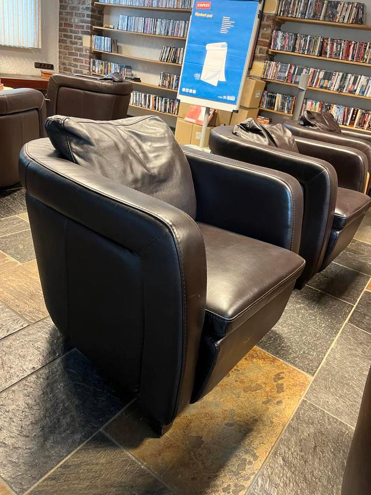 Bruine leren zetels - Thuisbioscoop, Huis en Inrichting, Fauteuils, Zo goed als nieuw, Leer, 75 tot 100 cm, Ophalen