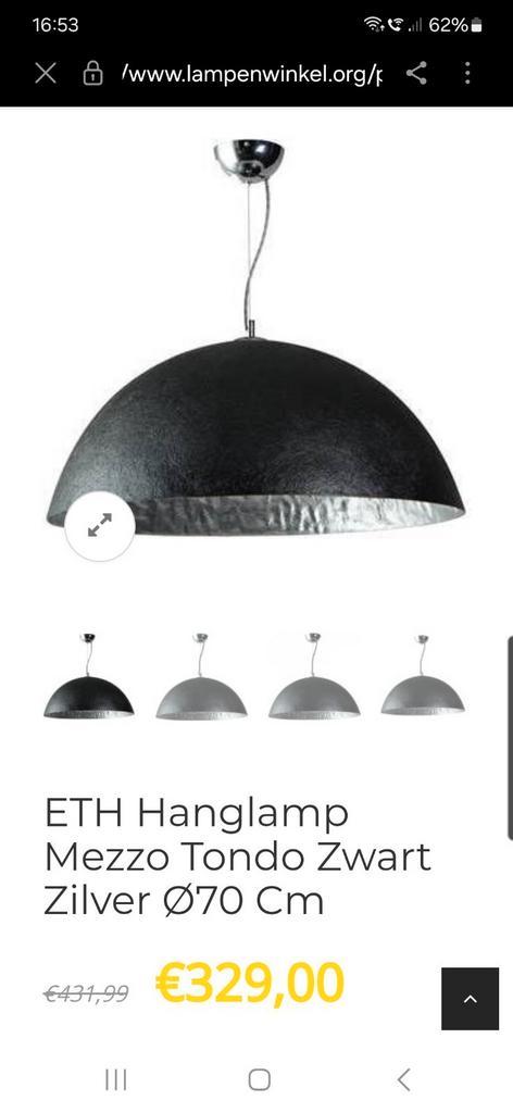 ETH hanglamp Mezzo Tondo zwart zilver, Huis en Inrichting, Lampen | Hanglampen, Zo goed als nieuw, Overige materialen, Ophalen of Verzenden