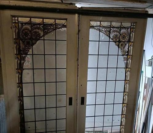 Ensuite glasinlood schuifdeuren   Schuifdeuren glas in lood, Doe-het-zelf en Verbouw, Deuren en Horren, Zo goed als nieuw, Binnendeur