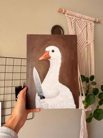 Funny Goose with Knife Painting beschikbaar voor biedingen
