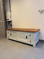 Landelijk tv meubel 150 breed, schuifdeuren en lades, Ophalen, Zo goed als nieuw, 25 tot 50 cm, Minder dan 100 cm