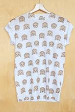 Emoticon aap zien horen zwijgen shirt top wit 36 S, Wit, Nieuw, Ophalen of Verzenden, Korte mouw