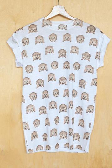 Emoticon aap zien horen zwijgen shirt top wit 36 S beschikbaar voor biedingen