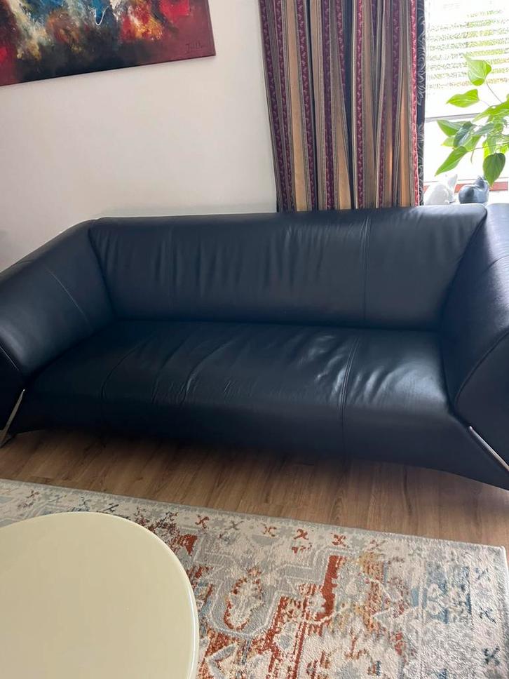 2 zwart leren banken van Rolf Benz, Huis en Inrichting, Banken | Bankstellen, Zo goed als nieuw, Tweepersoons, 150 tot 200 cm