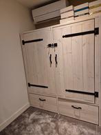 Steigerhouten Kast - Dekkend Wit, Huis en Inrichting, Kasten | Kledingkasten, Ophalen, Gebruikt, 100 tot 150 cm, Landelijk