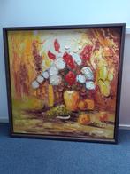 Olieverf schilderij vaas met bloemen, prachtige kleuren, Antiek en Kunst, Kunst | Schilderijen | Klassiek, Ophalen