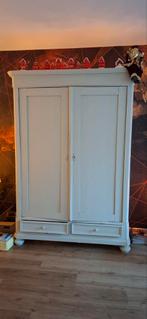 Antieke grenen kast met deuren en lades, Gebruikt, 100 tot 150 cm, 150 tot 200 cm, Overige houtsoorten