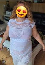 Witte blouse met doozichtig kanten en strassteentjes, Kleding | Dames, Blouses en Tunieken, Ophalen of Verzenden, Nieuw