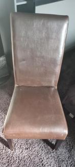 4x bruin lederen eetkamerstoelen, Ophalen, Gebruikt, Bruin, Vier
