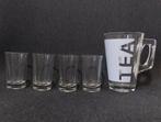 Theeglas en 4 shotglaasjes, Huis en Inrichting, Keuken | Servies, Glas of Glazen, Ophalen of Verzenden, Overige stijlen, Glas
