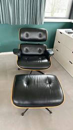Replica Eames lounge chair zwart leer met ottoman, Huis en Inrichting, Fauteuils, Ophalen of Verzenden, Zo goed als nieuw