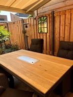 massief eiken tuintafel met brander, Tuin en Terras, Ophalen, Zo goed als nieuw, Rechthoekig, Hout
