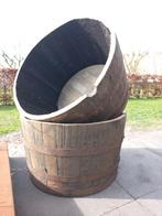 Whiskeyvat Eikenhouten Plantenbak Bloembak 125 liter, Tuin en Terras, Bloembakken en Plantenbakken, Nieuw, Rond, Hout, 30 tot 60 cm